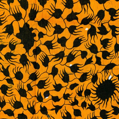 Africa Batik Fabric Orange Black Guranted Super Quality Chemitex African Gold - Picture 1 of 11