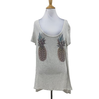 Pink Super Soft Pineapple Print Tee Womens S Small Scoop Neck Short Sleeve Shirt