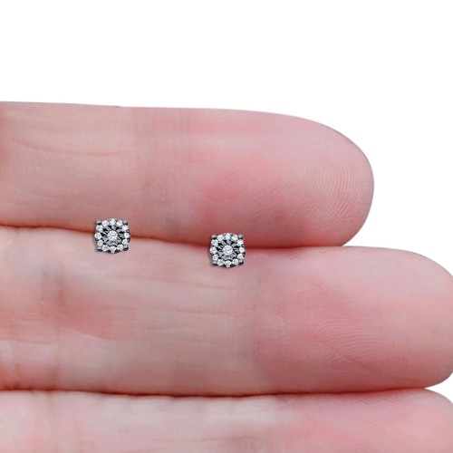 Diamond Round Fashion Men Stud Earring Solid 10k Gold Hip Hop Stud Earring 5.0mm - Bild 8 von 52