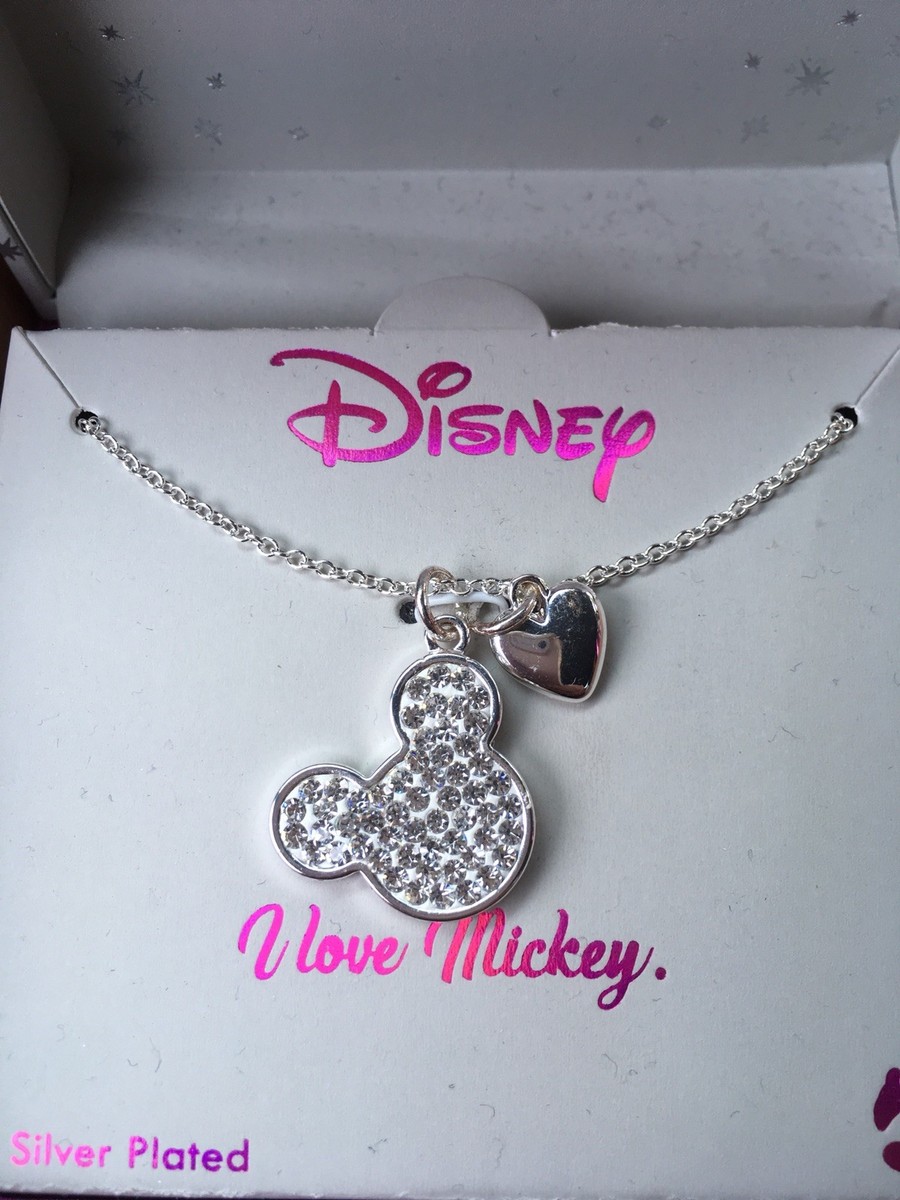Disney LA Rocks Necklace Mickey Mouse Charm Fine Silver Plated NEW