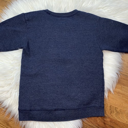 HANES Boys Size Medium Long Sleeve Navy Blue Crew Neck Football Sweatshirt - Picture 7 of 9