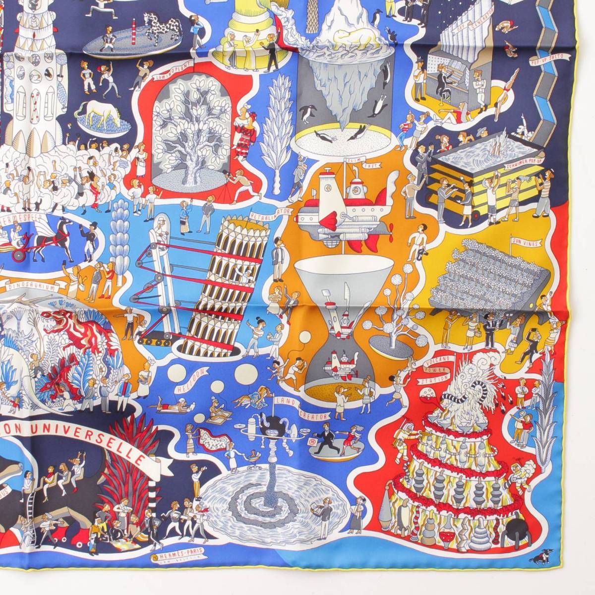 Auth Hermes Carre 90 Silk Scarf EXPOSITION UNIVERSELL MultiCollar(161406