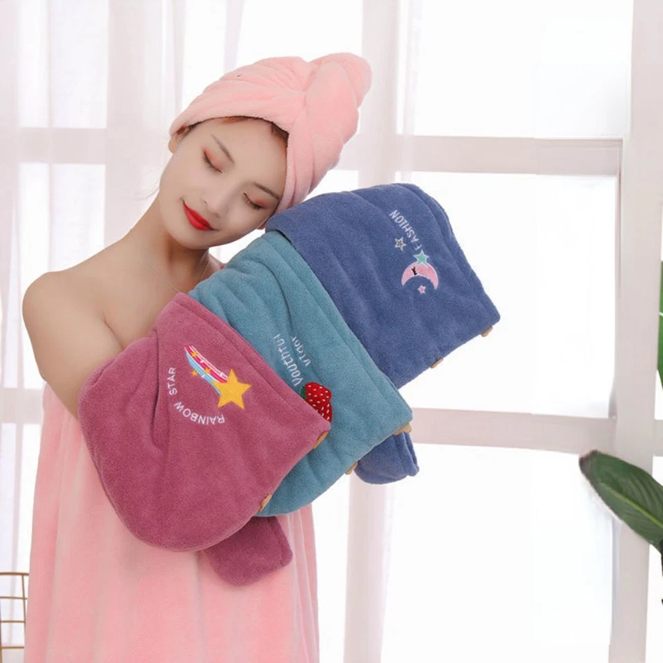 Nueva toalla absorbente de cabello de secado rápido turbante envoltura suave ducha gorra de baño sombrero Foto 3 de 4