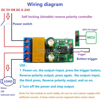 DC 5-24V 2A Self-locking Bistabl Reverse Polarity Switch Controller Relay Module