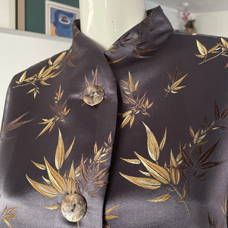 Chaqueta Blazer Babette Ballinger Cuello Alto Abotonada Bolsillo Asiático Talla M/L Foto 3 de 4