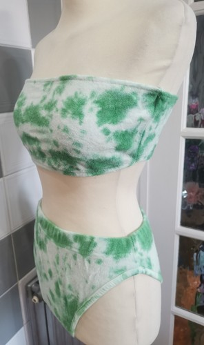Womens Pretty Little Thing Green Tie Dye Terry Towelling Bandeau Bikini - UK 12 - 第 3/7 張圖片