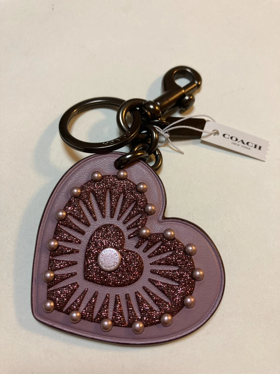 Coach Tea rose Willow Flower Bag Charm Key Ring Leather Pink Unused