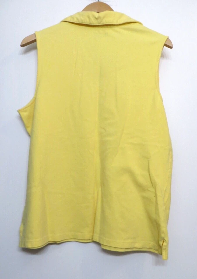 Camisa feminina edição básica 1X regata amarela sem mangas gola V - Imagem 2 de 4