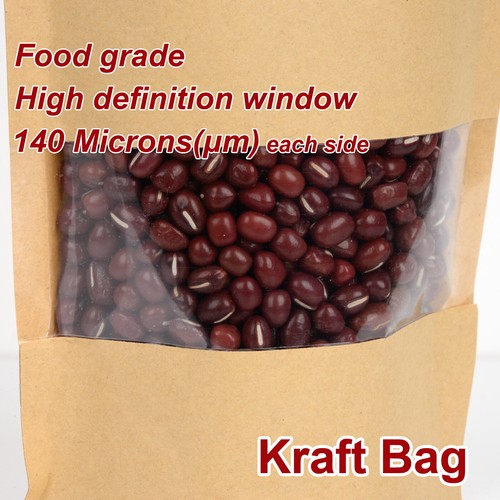 9 x 14 cm Kraft Stand Up Pouch Bags Clear Window Zip Lock Reusable Storage 500x - Picture 3 of 6