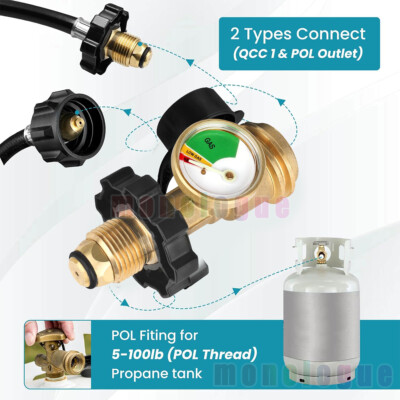 #ad 100 lb Propane Tank Adapter Universal Convert Pol to Qcc1 Type 1 Solid Brass 1PC $15.89