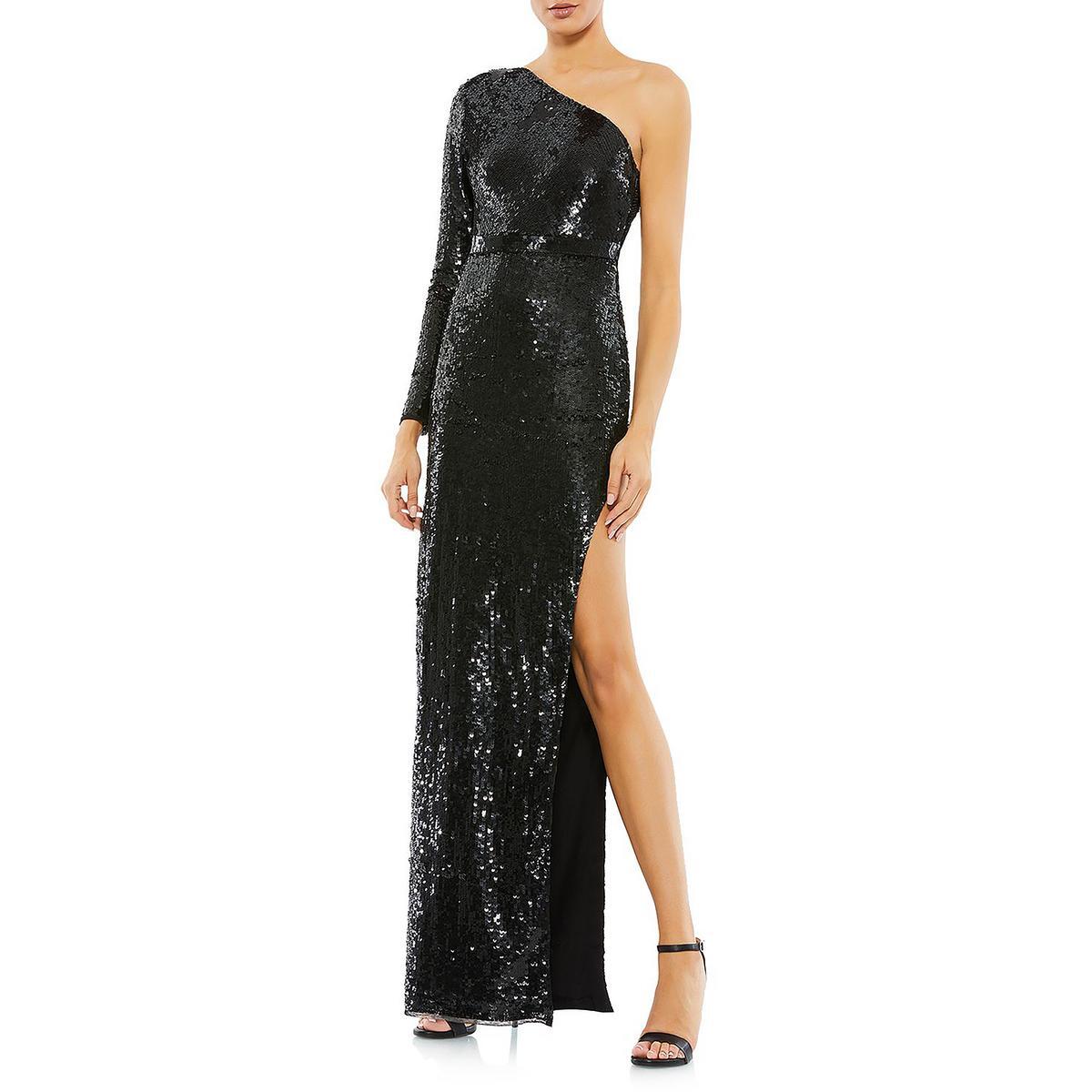 Женское черное макси-вечернее платье Mac Duggal с блестками, 10 BHFO 5337