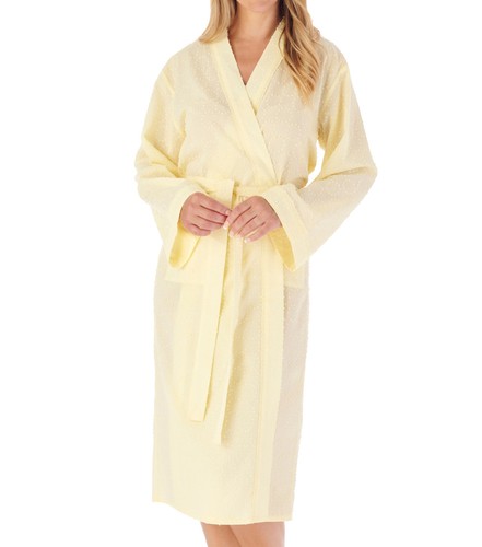 Dressing Gown Dobby Dot Robe Womens Slenderella Lightweight Cotton Summer Wrap - Picture 9 of 40