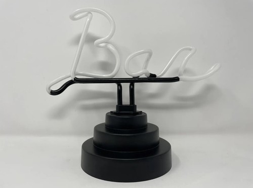 Electronic Plug In LED Neon Light Up Glass BAR Beer Sign Black & White Man cave - Picture 5 of 6