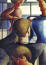 Kunstkarte  Bauhaus -  Oskar Schlemmer:  Gruppe am Geländer