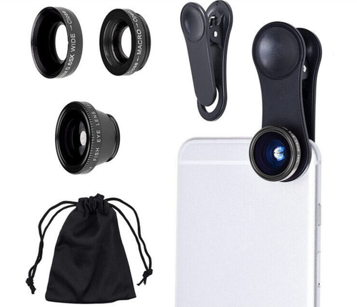 Clip Lens Set for Universal Cell Phone Tablet 3-In-1 Fisheye, Wide angle, Macro - Picture 3 of 10