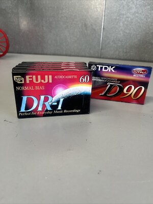 audio cassettes lot New Sealed Five Fuji 60 Minutes Normal Bias One TDK D90