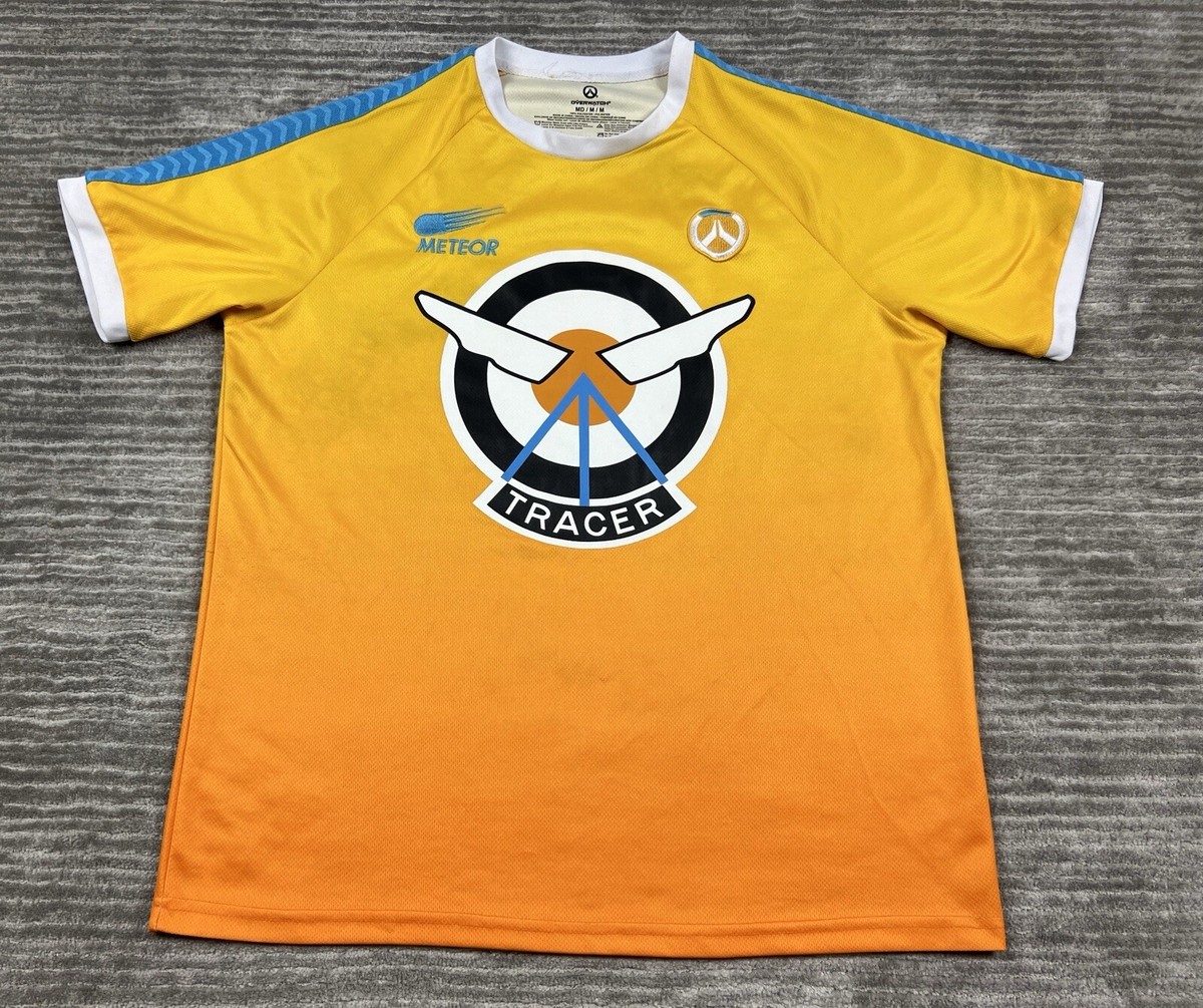 Overwatch Jersey Mens Medium Yellow Orange Ombre Tracer Soccer T