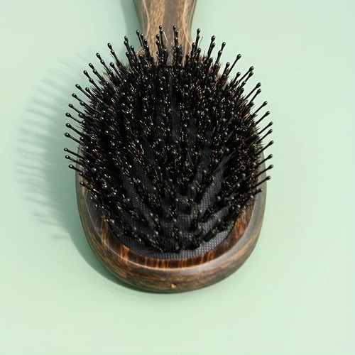 Walnut Handle Brush Soft Boar Bristles and Nylon Pins Hair Brush - Picture 4 of 6