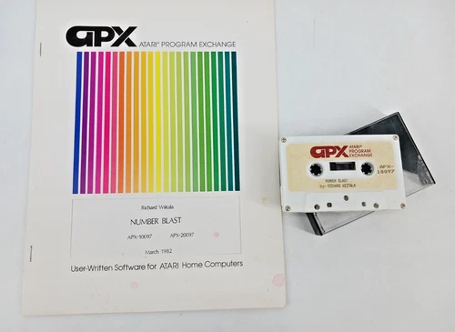 Atari Program Exchange 400 / 800 Number Blast Cassette Tape w/ Manual APX-10097