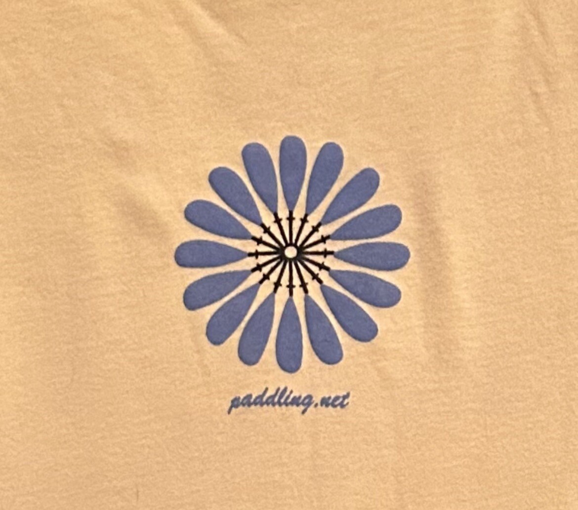 Yellow Kayak/Canoe Tshirt. Paddle flower design. Women&rsquo;s XL.