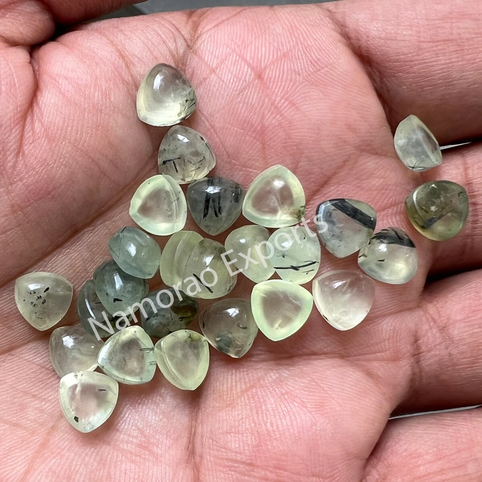 Lote de piedras preciosas sueltas de cabujón de 6x6 mm a 20x20 mm de prehnita natural Foto 2 de 4