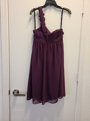 Vtg 90s City Alfred ANGELO Asymmetrical Dress Dark Purple Size Small 2 - Picture 5 of 10