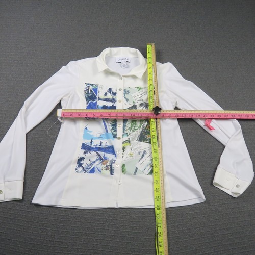 Joseph Ribkoff Women Button Up Shirt 10(AU) Small White Tropical Postcard Blouse - Picture 4 of 9