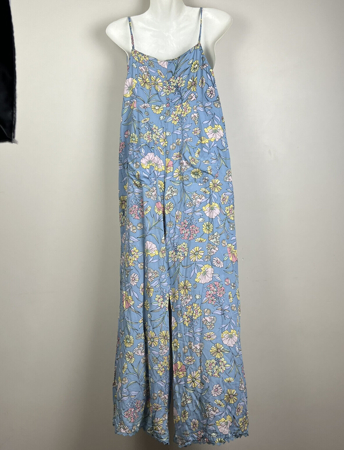 Jaase Poppies Jumpsuit One Piece Blue Floral Wide… - image 6