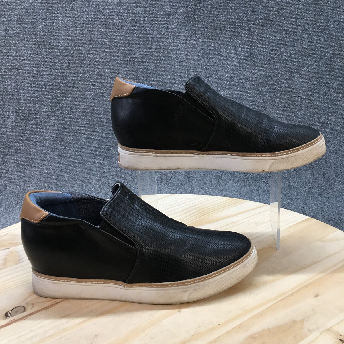 Scholl's Shoes Womens Slip On Sneakers Black Leather Round