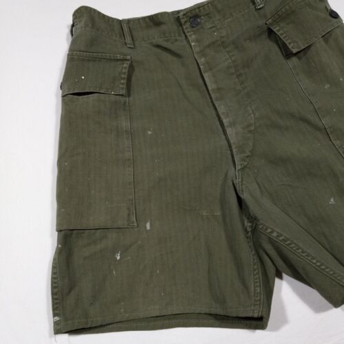 32/33 Vintage WW2 Army Military HBT Shorts Combat Field 13 Star Distressed Pants - Picture 3 of 9