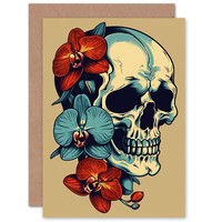 Totenkopf Orchidee Blumen Gothic Frau Geburtstagskarte