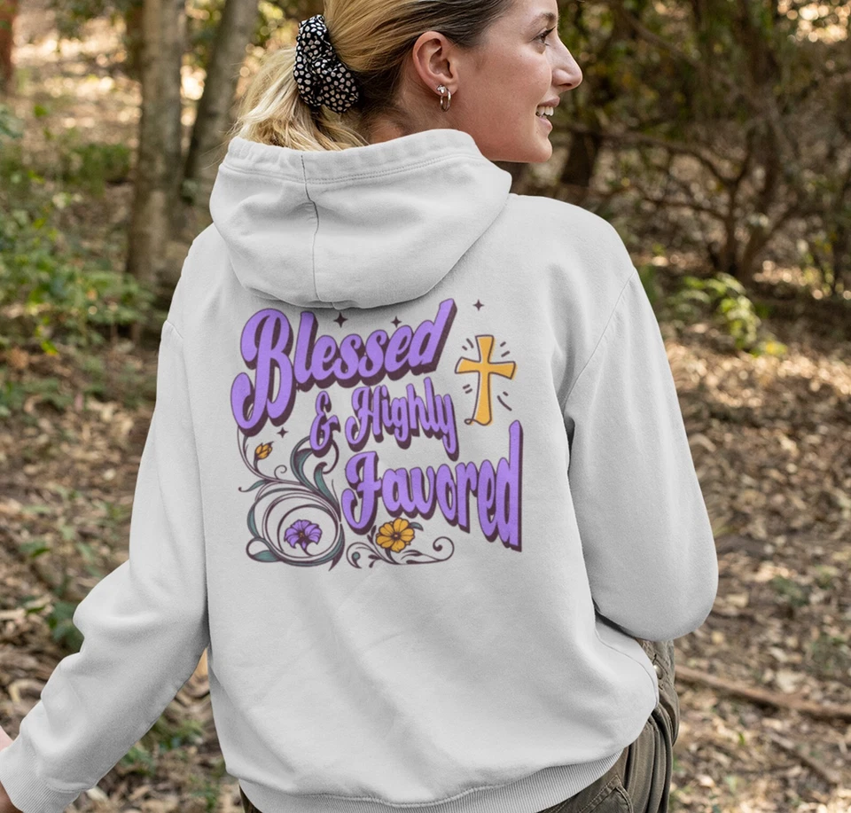 Христианская толстовка с капюшоном унисекс пуловер Jesus Blessed Faith Over Fear - Изображение 4 из 4