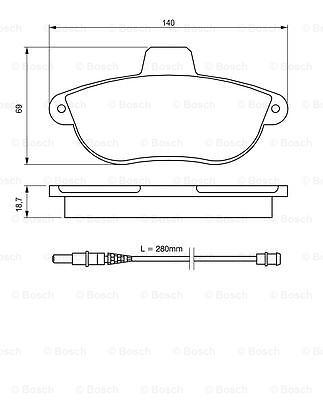 BOSCH 0 986 424 415 BREMSBELAGSATZ, SCHEIBENBREMSE VORDERACHSE FÜR CITROËN FIAT - Bild 7 von 8
