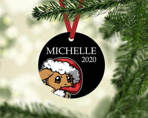 Pokemon Eevee Santa Hat Personalized Name Metal Christmas Ornament 21 Ebay