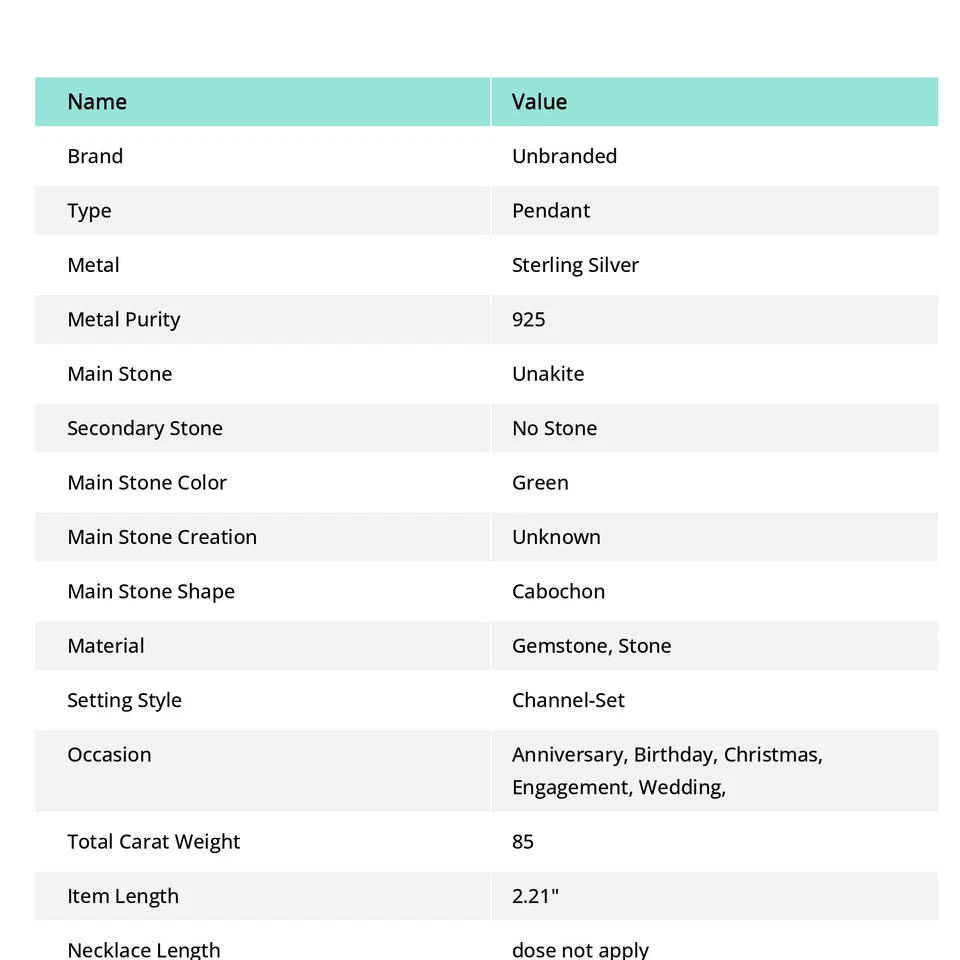 Unakit Edelstein Handarbeit 925 Sterlingsilber Antik Schmuck Anhänger 2,21" T017 - Bild 3 von 4