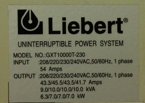 Liebert GXT 10000 VA - 10KVA - Online sine wave UPS - new cells - 90d RTB - Picture 8 of 12