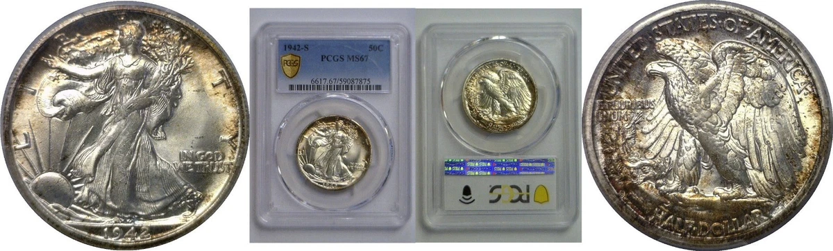 MS 67 Graded 1942 Year Liberty Walking Half Dollars (1916-1947