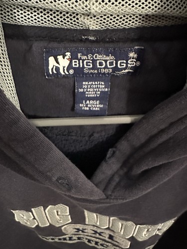 Vintage Big Dogs Mens BLACK XXL ATHLETIC DEPT Fleece Hoodie SWEATSHIRT SIZE XL - Picture 2 of 3