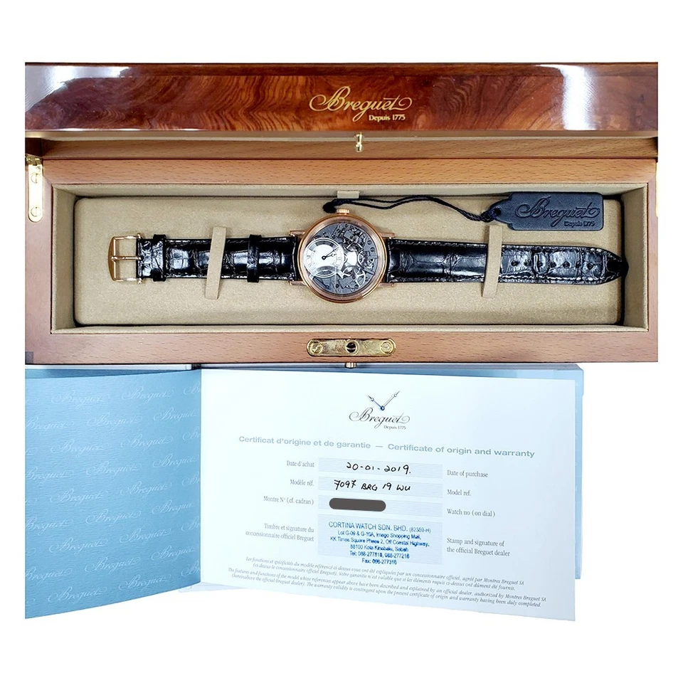 Breguet Skeleton Tradition Retrógrado Oro Rosa 7097BR/G1/9WU Caja/Papeles/Etiqueta Foto 4 de 4