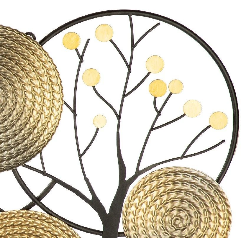 69681 Wandobjekt Wand Relief Objekt Rotondo 4 x 88 x 48cm Metall Anthrazit Gold - Bild 4 von 4