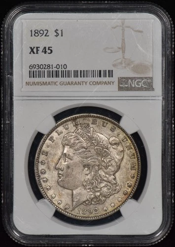 1892 Morgan Silver Dollar $1 NGC XF45 - 100% Original!