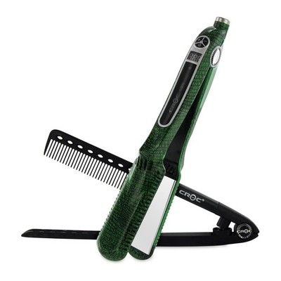 Croc Skin Green Flat Iron with Comb #SKINGNC