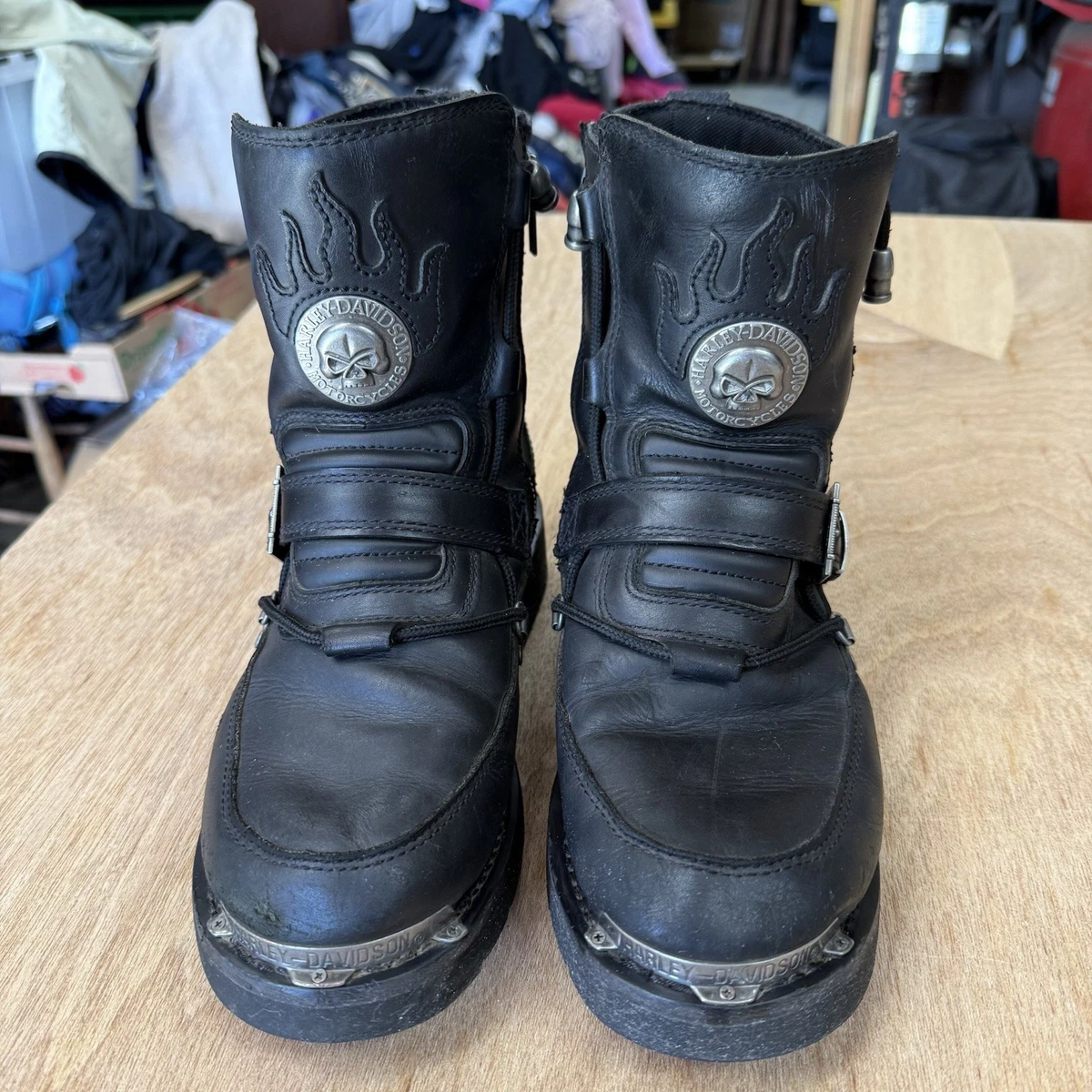 Harley-Davidson Leather Heavy Duty Motorcycle Boots Mens 9.5 Side Zip Black Amazon.com: Harley-Davidson Men main image 2
