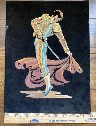 Vintage Black Velvet Painting Spanish Matador Bullfighter MCM - Picture 4 of 20