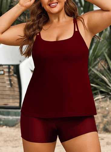 Aleumdr Plus Size Tankini Swimsuit for Curvy Women Full Coverage Swim Dress M... - Picture 2 of 7