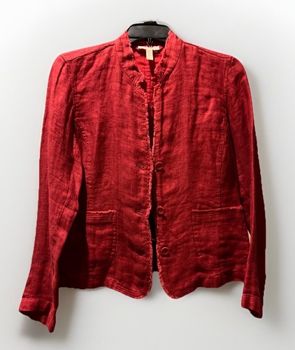 Neu ohne Etikett Eileen Fisher leicht zu tragende Leinen Frühling Sommer Jacke Blazer Damengröße PS