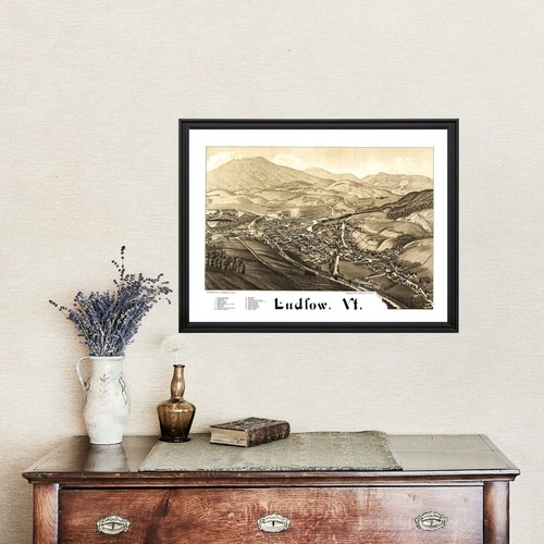 Old Map of Ludlow, VT 1885 - Vintage Ludlow Vermont Art - Picture 4 of 29