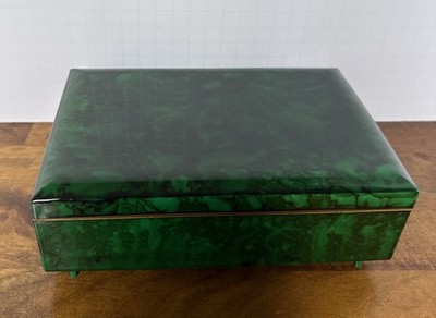 Vintage Otagiri Japan Lacquerware Malachite Jewelry Trinket Storage  Box