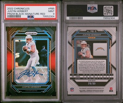 2022 Panini Chronicles - Prizm Black Justin Herbert #PB-5 Red