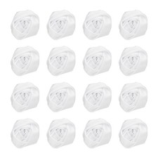 16 Pcs Ribbon Roses, 2 Inch Rose Artificial Fabric Flowers, White